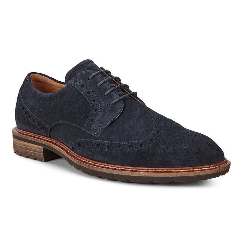 Men Business Ecco Vitrus I - Brogue Shoe Blue - India OPNIMC259